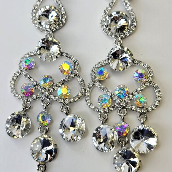 Crystal Chandelier Earrings Flamboyant Crystal Earrings Aurora Crystal Earrings - Picture 3 of 8